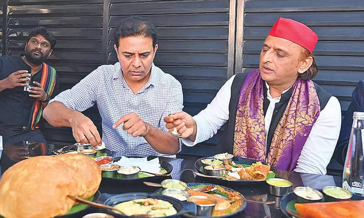 KTR, Akhilesh bond over south delicacies KTR, Akhilesh bond over south delicacies