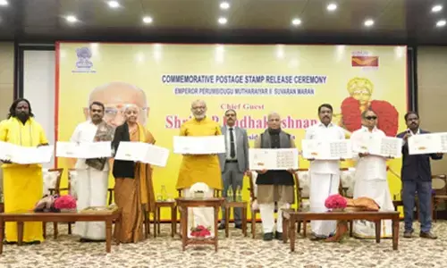 V-P Radhakrishnan releases postage stamp, commends govt support to Tamil culture V-P Radhakrishnan releases postage stamp, commends govt support to Tamil culture