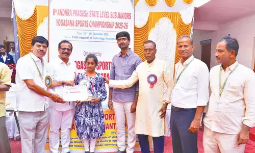 Sixth state level sub-junior yogasana champs honored Sixth state level sub-junior yogasana champs honored