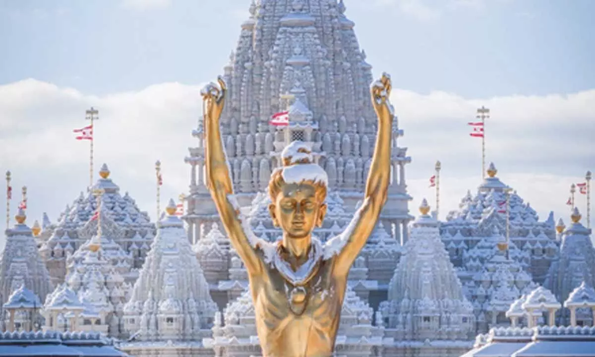 First snowfall cloaks BAPS Akshardham temple in New Jersey First snowfall cloaks BAPS Akshardham temple in New Jersey