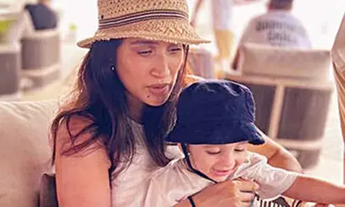 Sagarika Ghatge reveals her 8-month-old baby boy ‘discovered his love for singing’ while on a buggy ride in Maldives