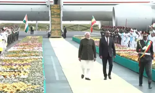 PM Modi arrives in Addis Ababa, received by Ethiopian counterpart at airport