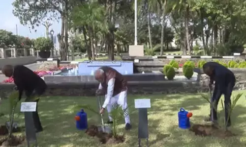 PM Modi, Ethiopian counterpart plant sapling in Addis Ababa under Ek Ped Maa Ke Naam’ initiative PM Modi, Ethiopian counterpart plant sapling in Addis Ababa under Ek Ped Maa Ke Naam’ initiative