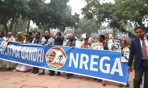 Opposition protests in Parliament complex over renaming of MGNREGA, Sonia Gandhi joins march