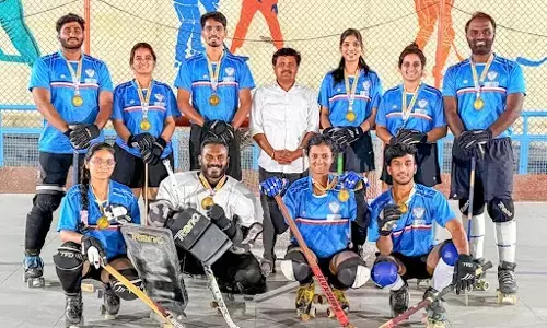 Telangana Senior Mixed Roller Hockey Team Wins Gold at 63rd National Roller Skating Championship Telangana Senior Mixed Roller Hockey Team Wins Gold at 63rd National Roller Skating Championship