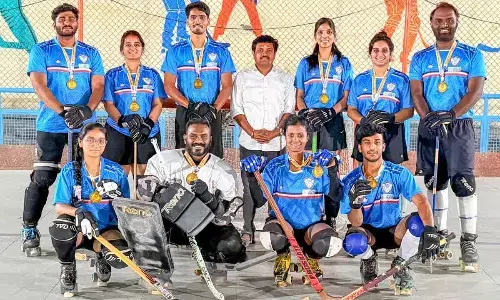 Telangana Senior Mixed Roller Hockey Team Wins Gold at 63rd National Roller Skating Championship