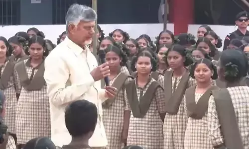CM Chandrababu commends Mustabu programme at school visit in Anakapalle