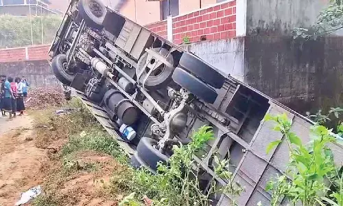 Tourist bus bound for Horanadu overturns, 48 injured