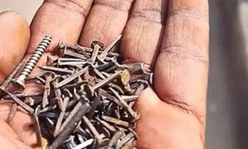 Nails found scattered on Hebbal-Goraguntepalya Road