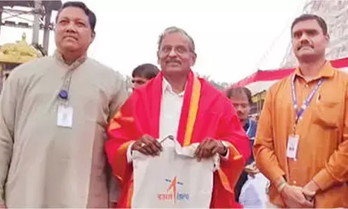 ISRO chief offers prayers in Tirumala