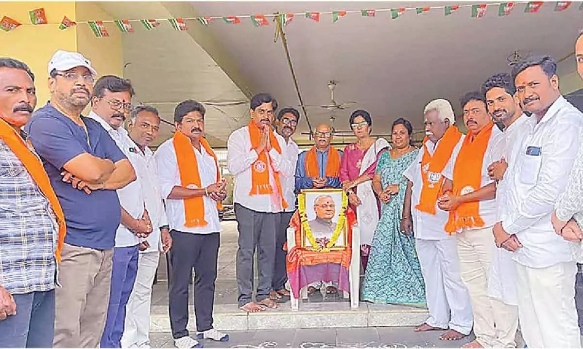 BJP pays tributes to Vajpayee on birth centenary BJP pays tributes to Vajpayee on birth centenary