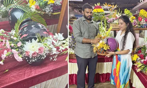 Helmet bouquets bloom in Tirupati, spreading New Year safety message