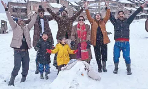 Fresh snowfall ushers in New Year at Kashmir tourist hotspots