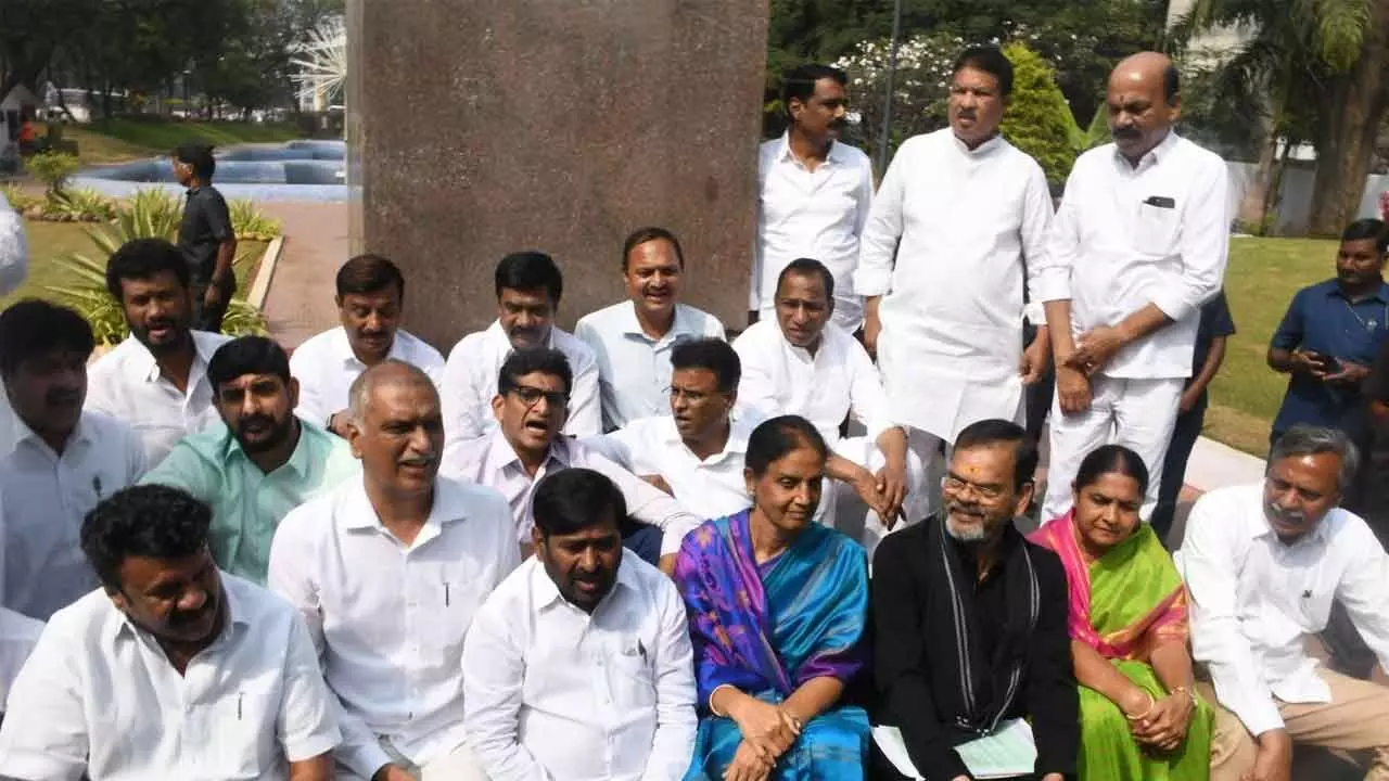 BRS MLAs walk out, to boycott rest of the winter session BRS MLAs walk out, to boycott rest of the winter session