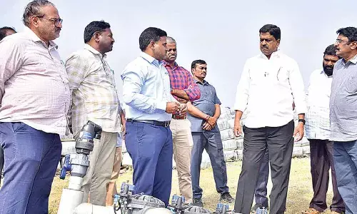 Minister Keshav inspects Netafim stock godown Minister Keshav inspects Netafim stock godown