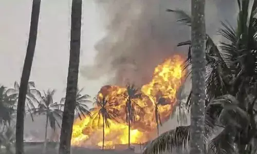 ONGC Well Blowout in Konaseema District: Fires Persist ONGC Well Blowout in Konaseema District: Fires Persist