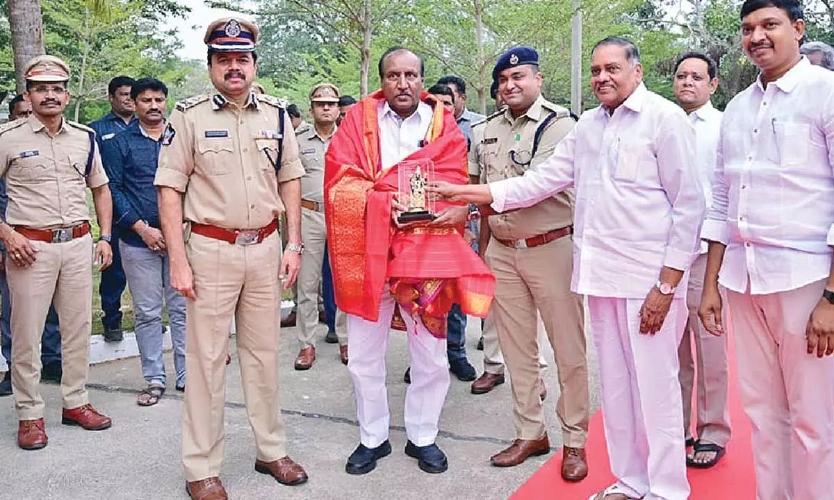 Likith Infra donates nine vehicles to Krishna district police Likith Infra donates nine vehicles to Krishna district police