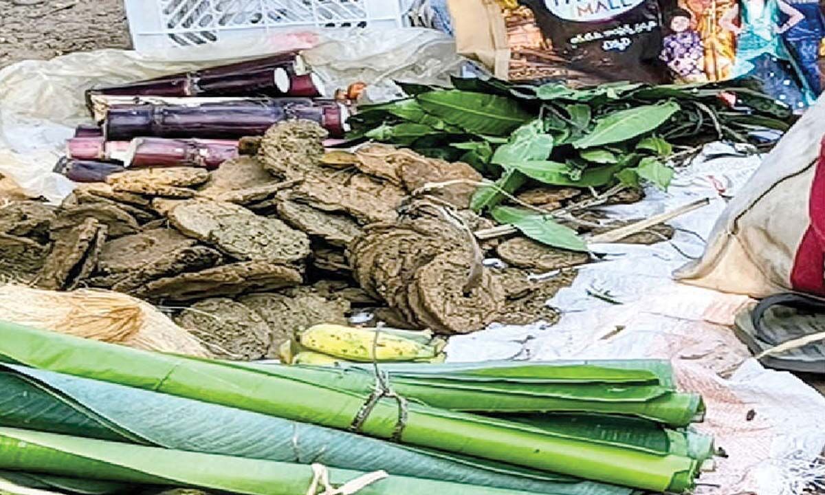 This festival, cow dung cakes opted for ‘Bhogi mantalu’