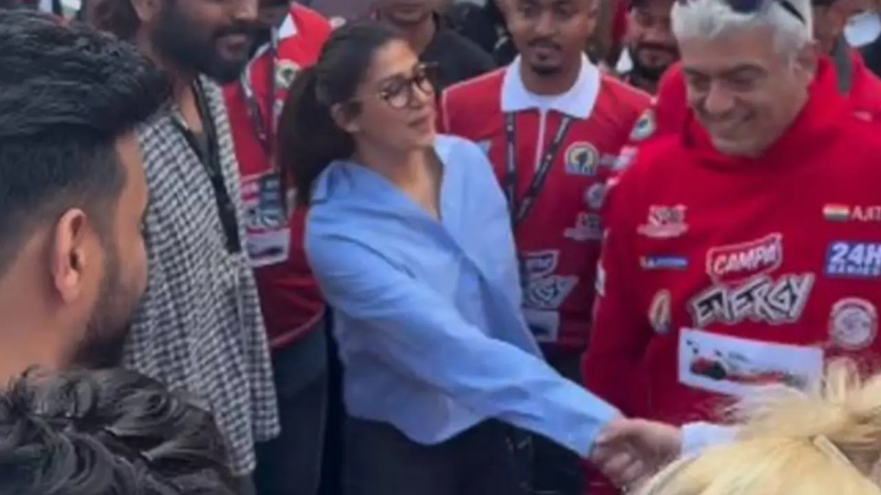 Nayanthara, Vignesh Shivan turn up at Dubai Autodrome to cheer for Ajith in The Dubai 24 H Series
