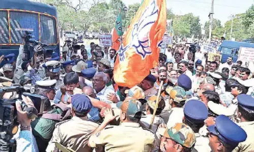 BJP workers protest in Davanagere over ‘false’ case