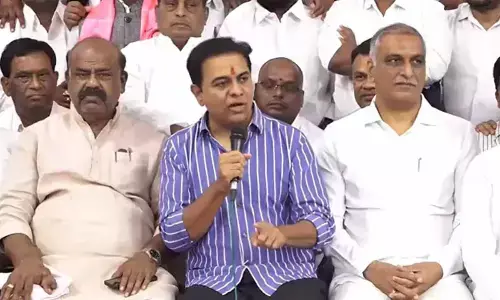 KTR to appear before SIT in Phone tapping case, BRS activists throng to Telangana Bhavan KTR to appear before SIT in Phone tapping case, BRS activists throng to Telangana Bhavan