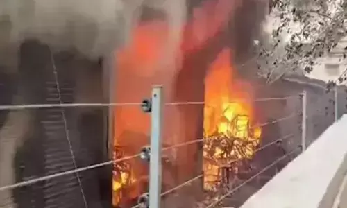 Fire breaks out in furniture warehouse in Nampally area Fire breaks out in furniture warehouse in Nampally area