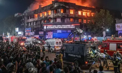 Major fire in Nampally furniture shop; 3 kids feared trapped