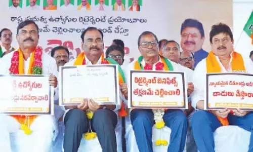 BJP stages massive dharna demanding retirement benefits to govt employees