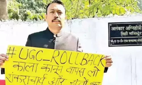 Resignation row; protest against govt policies, new UGC rules: Facing probe, suspended Bareilly Magistrate sits on dharna