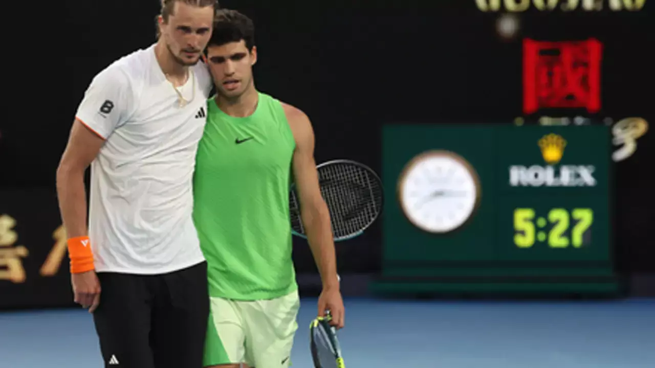 Aus Open: Alcaraz overcomes cramps to oust Zverev in classic semis