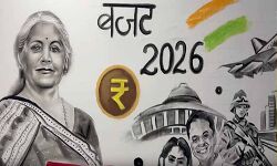 Giant 6-ft artwork of Nirmala Sitharaman created by UP artist for budget day