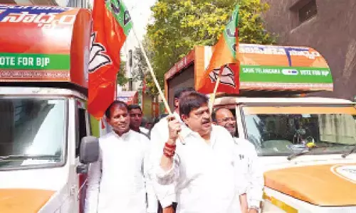 BJP launches LED campaign vehicles for municipal polls