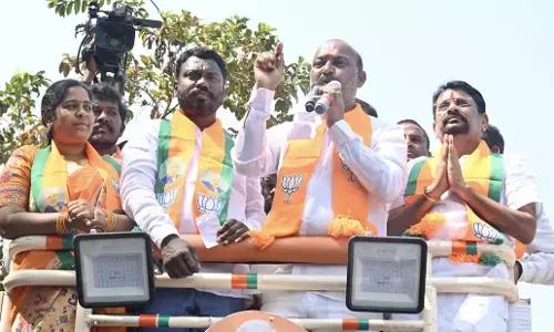 UM Bandi Sanjay Vows to Protect Karimnagar Land Grabbing Congress and BRS