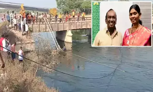 Car Plunges into Sagar Left Canal in Nalgonda, Couple Still Missing