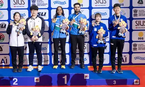 Asian Shooting Cships: Elavenil and Arjun win mixed team air rifle gold as India crosses 50 medal mark