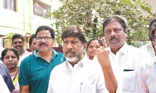 Bhatti Vikramarka votes in Madhira