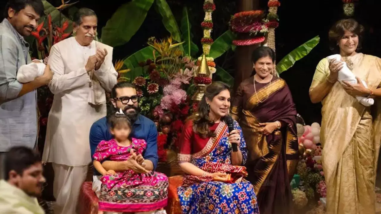 A sacred new beginning: Chiranjeevi unveils names of Ram Charan–Upasana’s twins