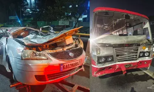 Tragedy on Tumakuru highway: Five die in car–bus collision near Bengaluru Tragedy on Tumakuru highway: Five die in car–bus collision near Bengaluru
