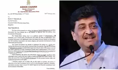 Nanded–Bidar railway project awaits K’taka nod, says former CM Ashok Chavan
