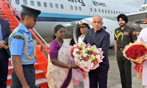 President Draupadi Murmu Arrives in Visakhapatnam for Naval Events President Draupadi Murmu Arrives in Visakhapatnam for Naval Events