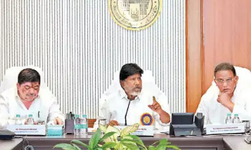 Mallu Bhatti Vikramarka chairs pre-budget review meetings at the Secretariat with Ponnam Prabhakar, and Mohd Azharuddin, discussing allocations for Minority Welfare, BC Welfare, Transport, Irrigation, Civil Supplies, Roads & Buildings, and Cinematography departments. Mallu Bhatti Vikramarka chairs pre-budget review meetings at the Secretariat with Ponnam Prabhakar, and Mohd Azharuddin, discussing allocations for Minority Welfare, BC Welfare, Transport, Irrigation, Civil Supplies, Roads & Buildings, and Cinematography departments.