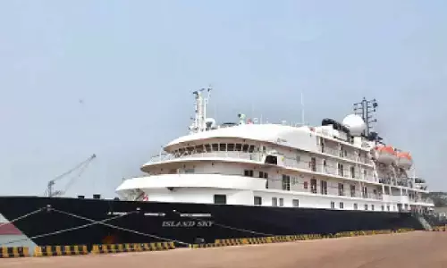 M S Island Sky calls at new Mangalore port with 95 passengers