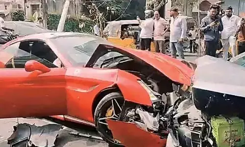 Speeding Ferrari causes chaos in Jubilee Hills, leaving three people injured