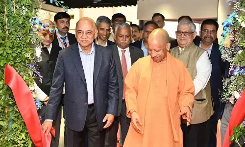 Honble Chief MInister of Uttar Pradesh Shri Yogi Adityanath with Arvind Krishna, IBM Chairman, President and CEO and Sandip Patel, Managing Director, IBM India and South Asia at the inauguration of IBM AI GovTech Innovation Center in Lucknow