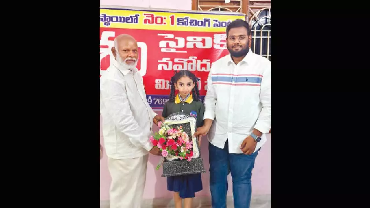Viswam student Geethika tops AP & Telangana in Sainik School Exam Viswam student Geethika tops AP & Telangana in Sainik School Exam
