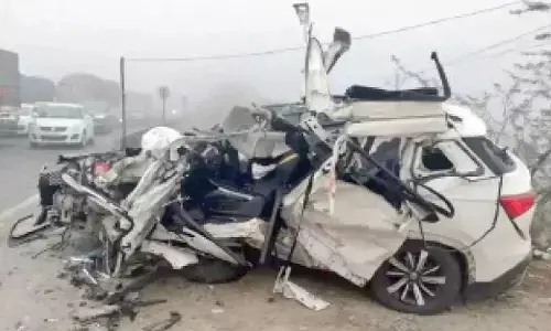 Three of a family die as car rams into parked crane