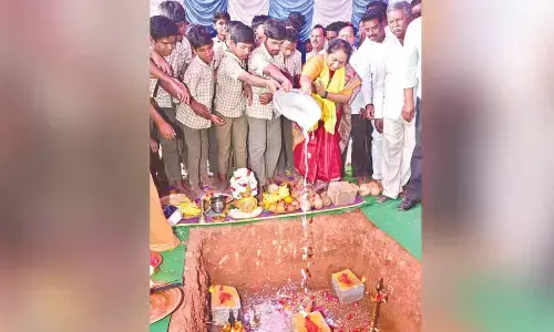 Minister Savitha lays stone for BC Hostel Minister Savitha lays stone for BC Hostel