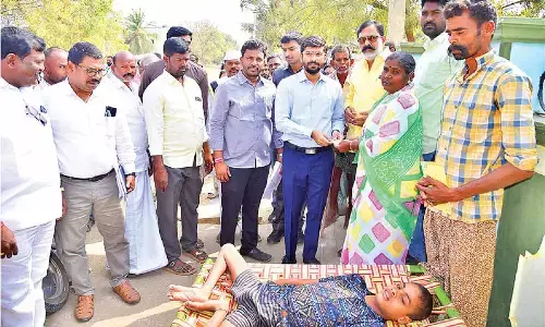 Collector distributes NTR Bharosa pensions at Upparapalli