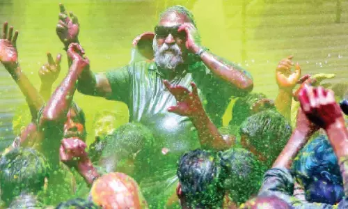 Jagga Reddy celebrates Holi in Sangareddy