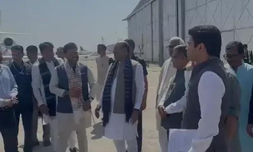 Rajasthan BJP leaders welcome Union Minister Rammohan Naidu for Kota Airport Foundation Stone Laying